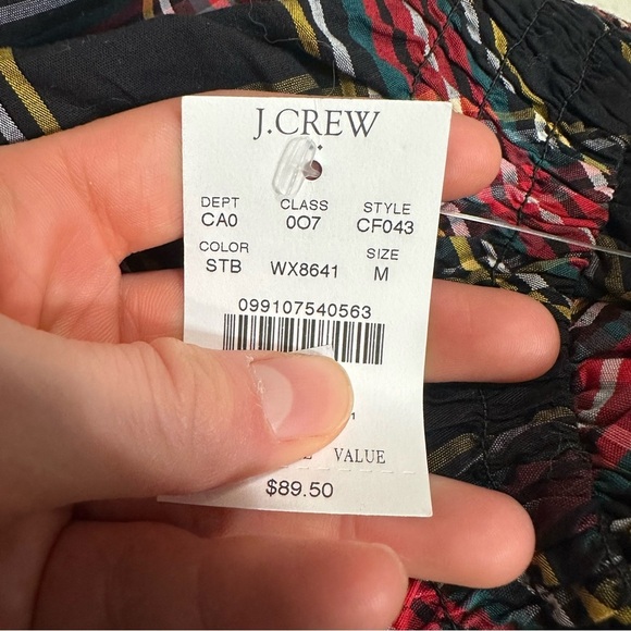 J crew black red Tartan smocked top - Picture 6 of 7